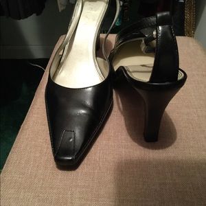 Black 2 inch heal leather shoe